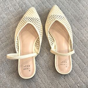 A new day pintes netted flats in neutral. Super cute for spring and summer